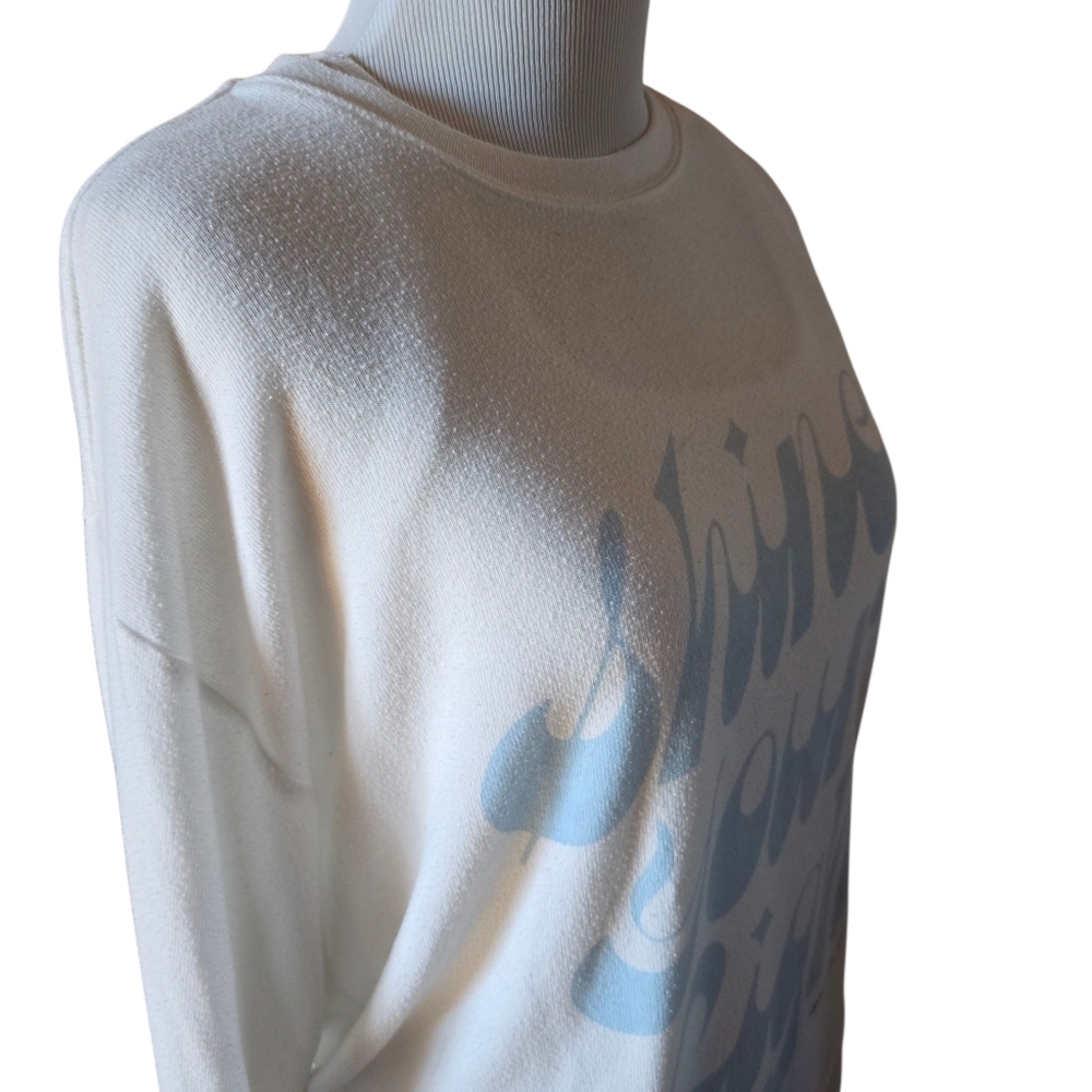 Spiritual Gangster Sweater Medium Shine Your Light White Ivory Blue - Picture 8 of 10